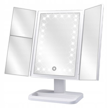 Lustro do Makijażu LED z Podświetleniem Trzystronne Składane 74LED Białe