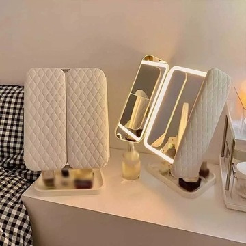 LUSTERKO KOSMETYCZNE Z OŚWIETLENIEM LED, SKŁADANE, LUSTERKO DO MAKIJAŻU