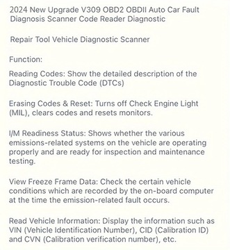 Считыватель автомобильных кодов AD310, сканер автомобильных кодов OBD2