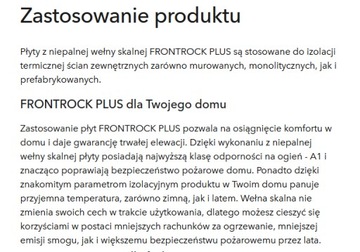 WEŁNA SKALNA FRONTROCK PLUS 0,035 GR 10 CM