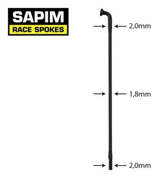 Sapim Race 2,0-1,8-2,0 mm szprychy czarne 256 mm