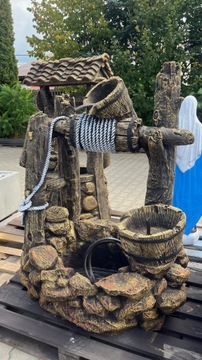 STUDNIA BETONOWA fontanna KASKADA imitacja drewna