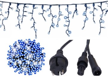 GIRLANDA SOPLE 120LED ZEWNĘTRZNE BŁYSK FLESZ NIEBIESKIE + FLASH BIAŁY ZIMNY