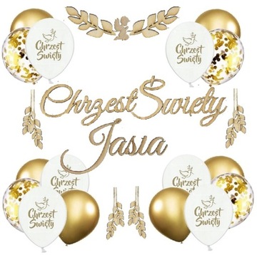 BALONY CHRZEST BOHO na CHRZCINY EKO + IMIĘ