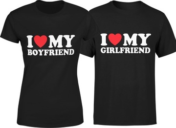 KOSZULKI DLA PAR PREZENT NA WALENTYNKI I LOVE MY BOYFRIEND GIRLFRIEND R S