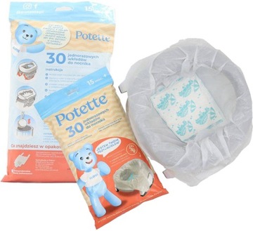 Potette Plus JEDNORAZOWE WKŁADY DO NOCNIKA TURYSTYCZNEGO NAKŁADKI 30 SZT