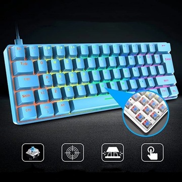 МЕХАНИЧЕСКАЯ КЛАВИАТУРА С ПОДСВЕТКОЙ RGB 60% ДЛЯ СИНИХ ГЕЙМЕРОВ