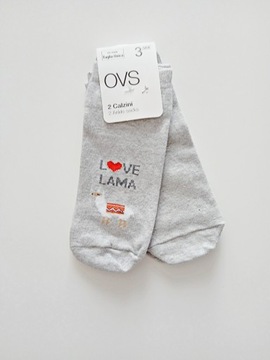 OVS Szare stopki LOVE LAMA 2-pak ONE SIZE
