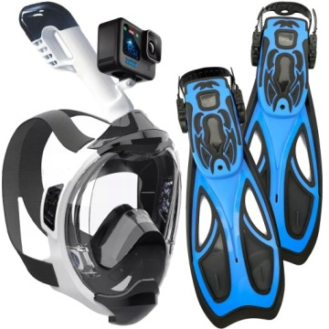 MASKA DO NURKOWANIA PEŁNOTWARZOWA Z RURKĄ L/XL + PŁETWY REGULOWANE L