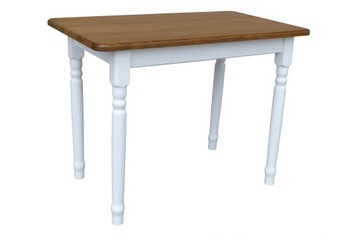 STÓŁ DREWNIANY 100x60 STOLIK KUCHENNY TOCZONY BIAŁY + DĄB