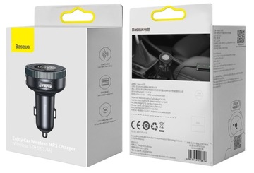 BASEUS TRANSMITER FM BLUETOOTH ŁADOWARKA SAMOCHODOWA USB 2.4A PD TF AUX