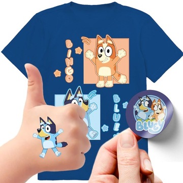 ZESTAW KOSZULKA + TATUAŻE NAKLEJKI BLUEY BLUE 152