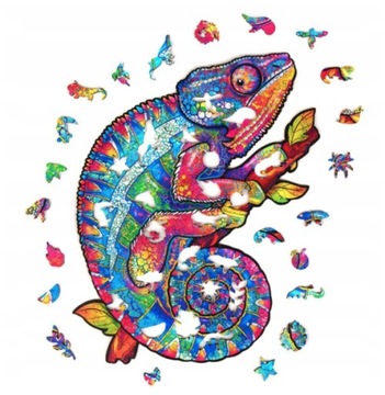PUZZLE DREWNIANE DLA DOROSŁYCH KOLORY KAMELEON M