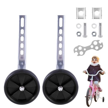 БОКОВЫЕ ПОДДЕРЖИВАЮЩИЕ КОЛЕСА ДЛЯ ВЕЛОСИПЕДА 12–20 ДЮЙМОВ, ЧЕРНЫЕ УНИВЕРСАЛЬНЫЕ