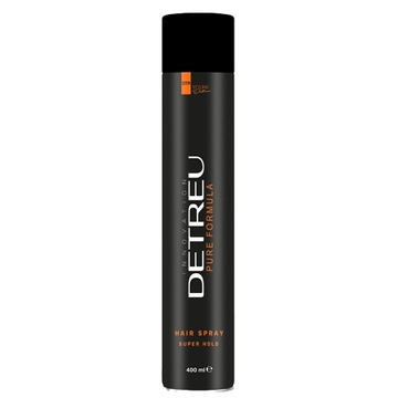 DETREU PURE FORMULA HAIR SPRAY SUPER HOLD LAKIER DO WŁOSÓW B. MOCNY 400ML