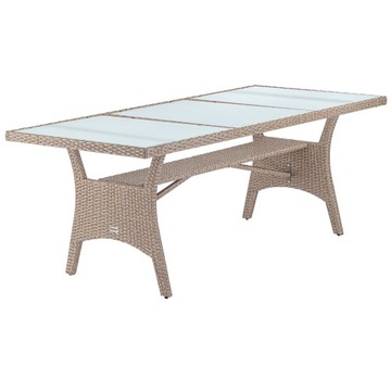 Stół ogrodowy rattan szkło hartowane 190x90x75cm