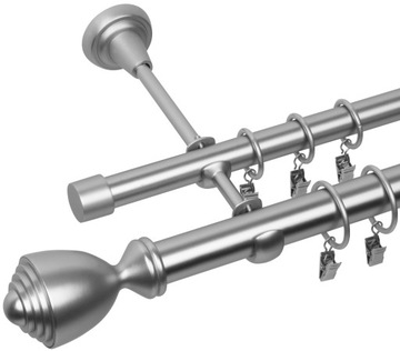 KARNISZ PODWÓJNY 440CM 25+19MM PRIMA METALOWY 3 KOLORY WYBÓR ZAKOŃCZEŃ RENA