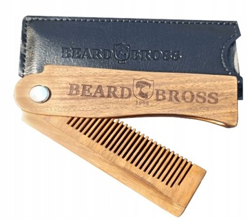 Beard Bross Grzebień Składany drewniany z grawerką