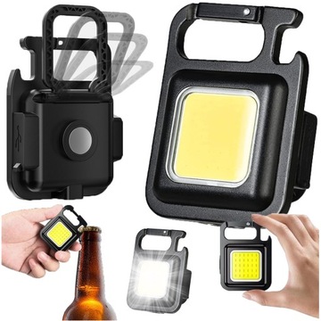 MOCNA MINI LATARKA LED KIESZONKOWA + BRELOK MAGNES OTWIERACZ UCHWYT NÓŻKA