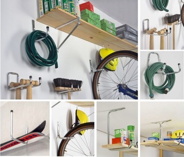 СТАЛЬНОЙ КРЮК ВКРУЧЕННЫЙ В БАЛКУ ПОЛКА 170х110мм ВЕШАЛКА для легких инструментов