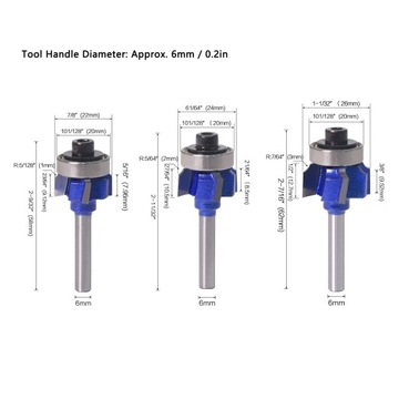 3шт круглая угловая фреза по дереву