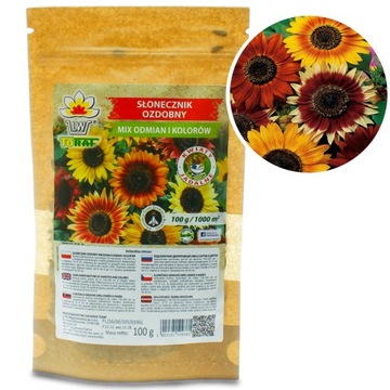 SŁONECZNIK OZDOBNY KWIATY MIX ODMIAN KOLORÓW 100G