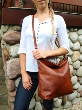 Torebka Skórzana Worek Skóra naturalna Listonoszka