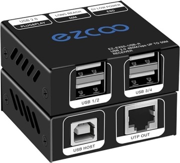 4-portowy przedłużacz extender USB 50m 2.0 Cat5e Cat6 EZ-EX5-USB LAN