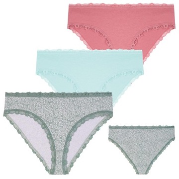 3x Majtki Damskie Figi Bikini Bawełniane w Kwiaty Koronkowe MORAJ S