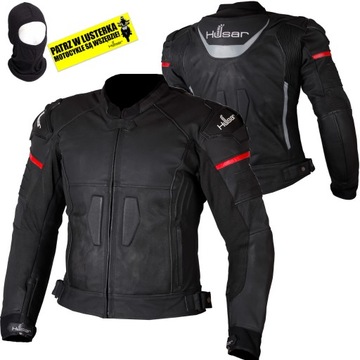 Kurtka skórzana HUSAR ARROW GP motocyklowa sportowa męska czarna z garbem
