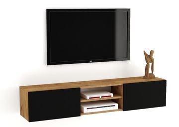 Szafka RTV Wisząca Pod Telewizor Komoda Półka 160/3 dąb lancelot + czarny p
