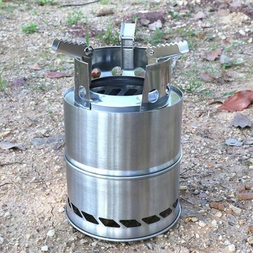 Портативная дровяная печь для кемпинга с листьями