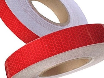 TAŚMA ODBLASKOWA SAMOPRZYLEPNA NAKLEJKA CZERWONA FOLIA PLASTER MIODU 2,5CM