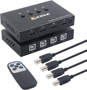 Przełącznik USB 4X4 KCEVE Przełącznik USB 2.0, Prz