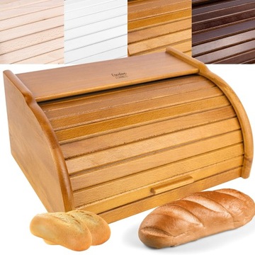 Drewniany chlebak pojemnik na chleb jasny brązowy