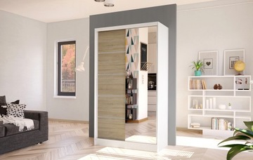 SZAFA PRZESUWNA DIEGO III z lustrem 100cm - pojemna GARDEROBA