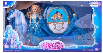 КАРЕТА С ПРОГУЛЯЮЩЕЙ ЛОШАДЬЮ И СВЕТОМ +КУКЛА ПРИНЦ