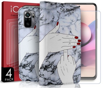 ETUI DO XIAOMI REDMI NOTE 10 10S WZORY + SZKŁO x4
