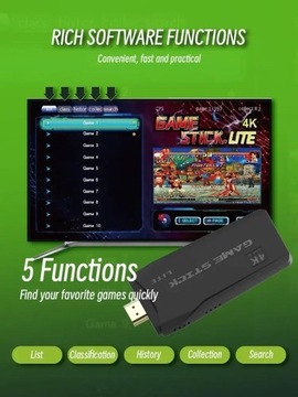 2024 Новая игровая консоль 2,4G с двойным беспроводным контроллером Game Stick 4K