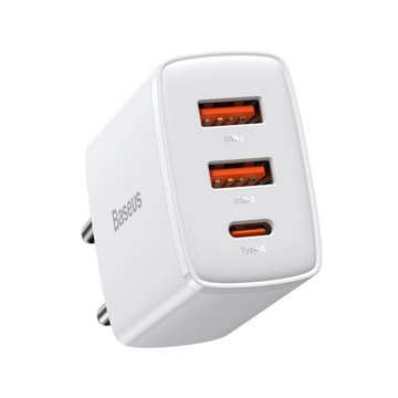 Baseus Compact szybka ładowarka sieciowa 2x USB / USB Typ C 30W 3A Power De