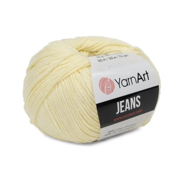 50g włóczka, 55% bawełna 45% akryl, YarnArt Jeans kremowożółta 86