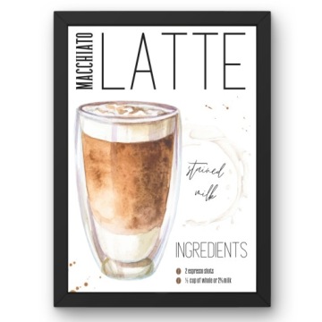 СОВРЕМЕННЫЕ КАРТИНЫ ДЛЯ КУХНИ ИНДУСТРИАЛЬНЫЙ ЛОФТ ПОСТЕР КОФЕ ЛАТТЕ 30 X 40 A3