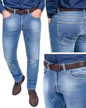 Jeans męskie spodnie klasyczne z przetarciami PL - 108cm/L30