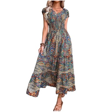 SUKIENKA ELEGANCKA LETNIA DAMSKA MAXI VINTAGE