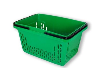 Зеленая пластиковая корзина для покупок 28л.