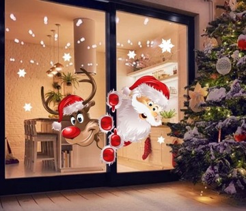 Рождественские наклейки на окна Дед Мороз 50х35см