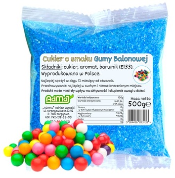 Cukier Do Waty Cukrowej Guma Balonowa Niebieski 0,5kg 500g Saszetka