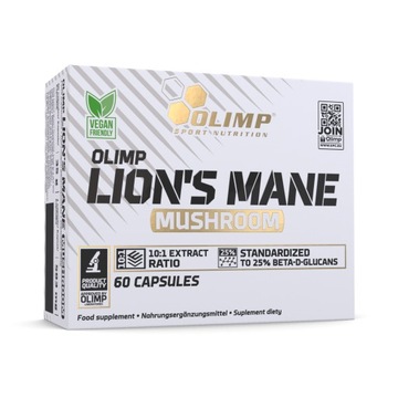 OLIMP LION'S MANE MUSHROOM 60Kaps SOPLÓWKA JEŻOWATA 500MG STRES PAMIĘĆ