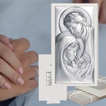 СЕРЕБРЯНАЯ КАРТИНА СВЯТАЯ СЕМЬЯ СУВЕНИРЫ ДЛЯ СВАДЕБНОЙ КАРТИНЫ КРЕЩЕНИЕ И ПРИЧАСТИЕ