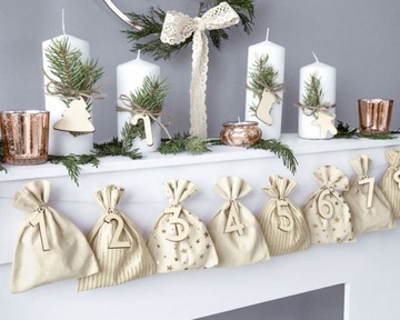 Сумка из гладкого джута Адвент-календарь Джутовая сумка 11х14см